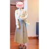 2024 Autumn/Winter Fragrant Style Three-Piece Set: Sweater Coat, Shirt, and Pleated Midi Skirt for Women