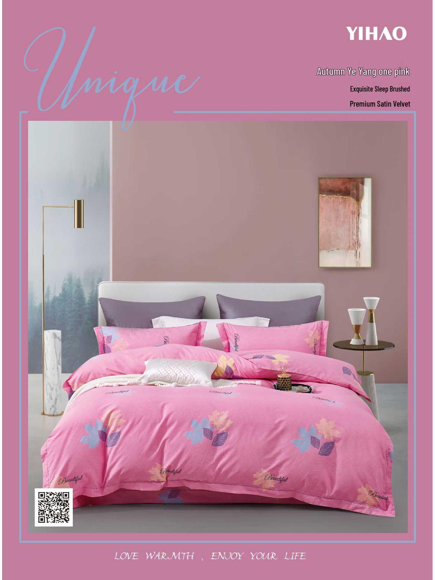 

Комплект постельного белья из чистого хлопка с начесом с принтом - Четыре предмета Full Process Thickened Brushed Cotton