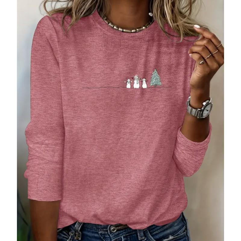 2025 Autumn & Winter Women's New Casual Crew Neck Long Sleeve Top 3D Cartoon Pattern