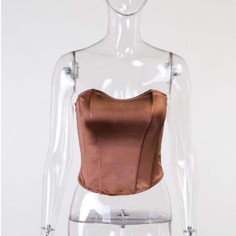 Gilet da Donna con Design a Spina di Pesce in Vita, Sexy, Slim in Vita, Sottile, Temperamento, Colore Solido, Top Bustier