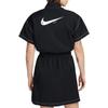 Nike Solid Color Logo Micro Mark Casual Stand Collar Short Sleeve Dress Women Dresses Black DM6197-010