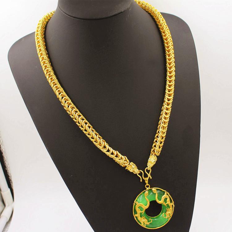Luxurious 9999 24K real gold men's necklace Guan Gong Guanyin faucet pendant domineering fashion accessories