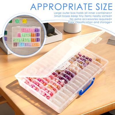 60 Gird Bead Organizer Box Plastic Transparent Storage Container Jewelry Box with Lid and Handle Empty Earring Storage Organizer