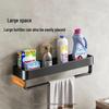 Black Space-Saving Aluminum Wall Shelf & Towel Rack - No Drilling Needed