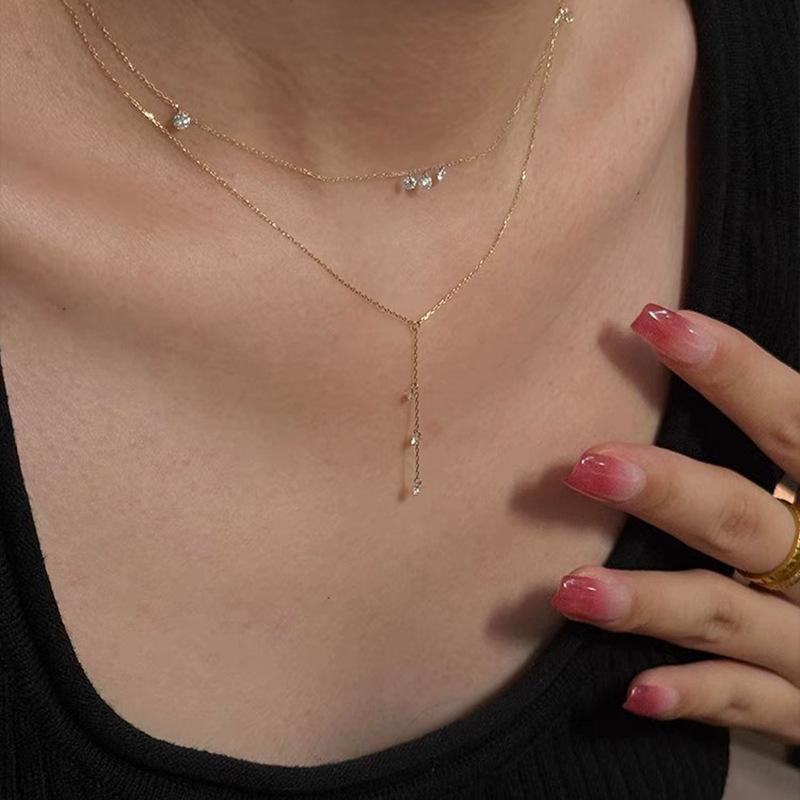 

ANENJERY Золотая круглая циркониевая подвеска-кисточка для женщин, универсальное изысканное украшение для темперамента, цепочка для ключицы, подарки на вечеринку чёрный