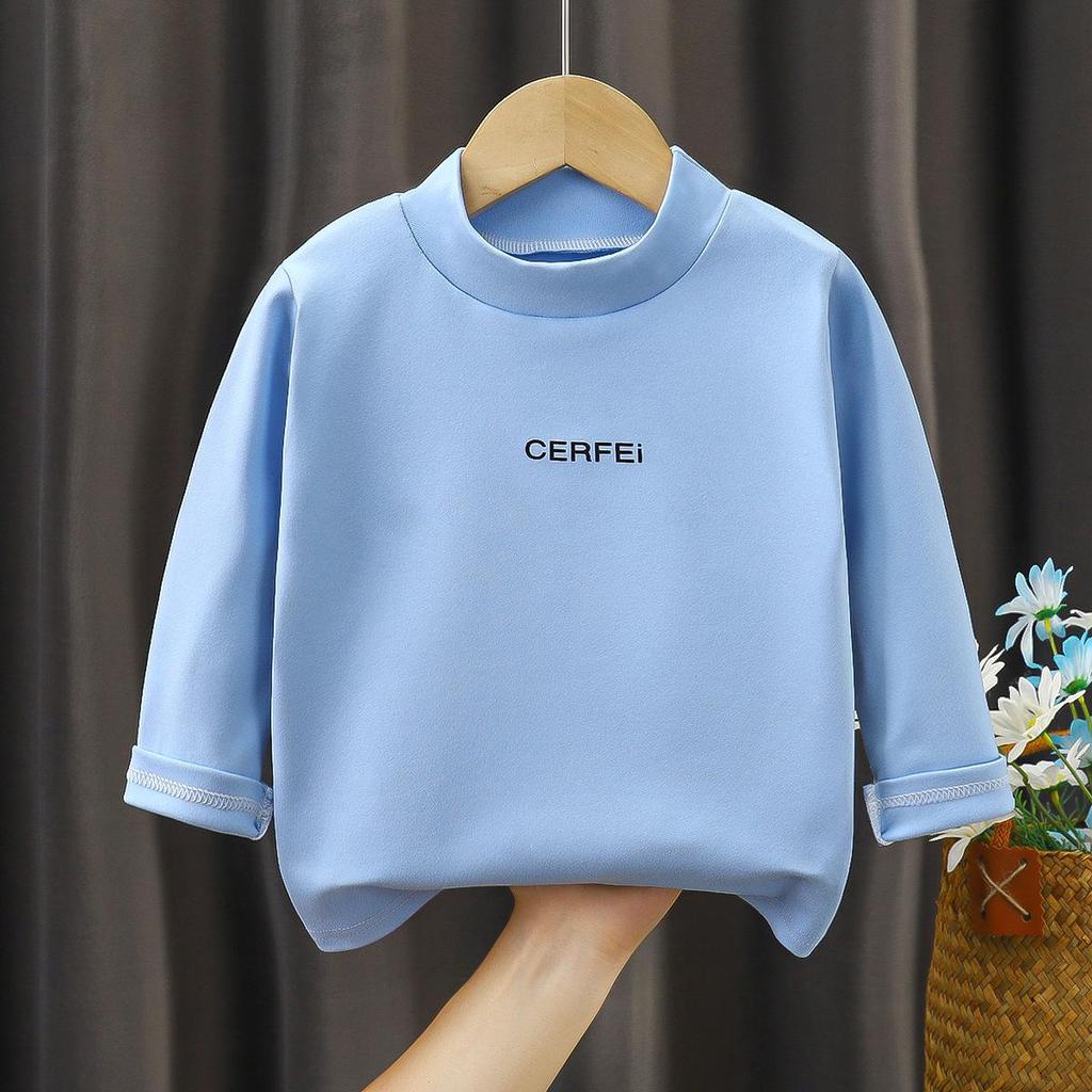Children's Thermal Fleece Long-Sleeve Top, Base Layer Round Neck Shirt for Autumn/Winter.