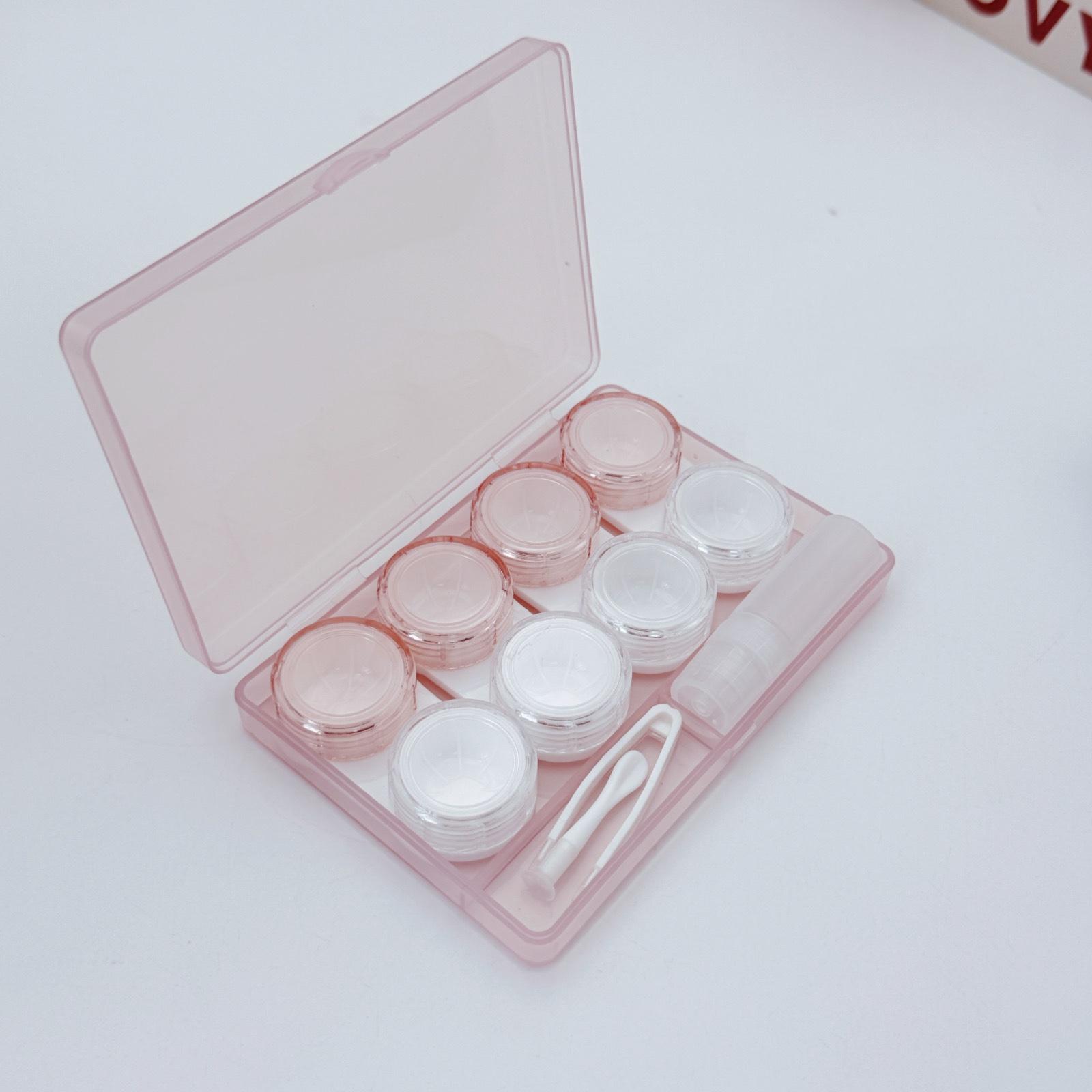 Contact Lens Case Portable Multi Pair Set Contact Lens Storage And Care Box Ins Transparent Storage Box Contact Lens Box розовый
