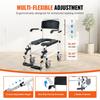 Shower Commode Wheelchair with 4 Lockable Wheels, Footrests, Flip-up Arms, 3-Level Adjustable Height, 5L Removable Bucket, 350 LBS Capacity, Commode