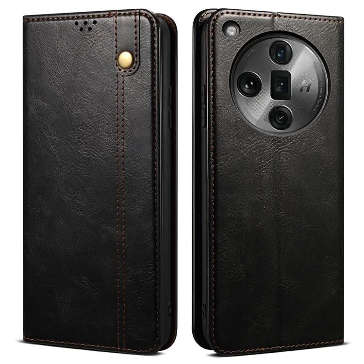 

Для Oppo Find X7 Ultra Wallet Case кожаный чехол для телефона Waxy Crazy Horse Texture
