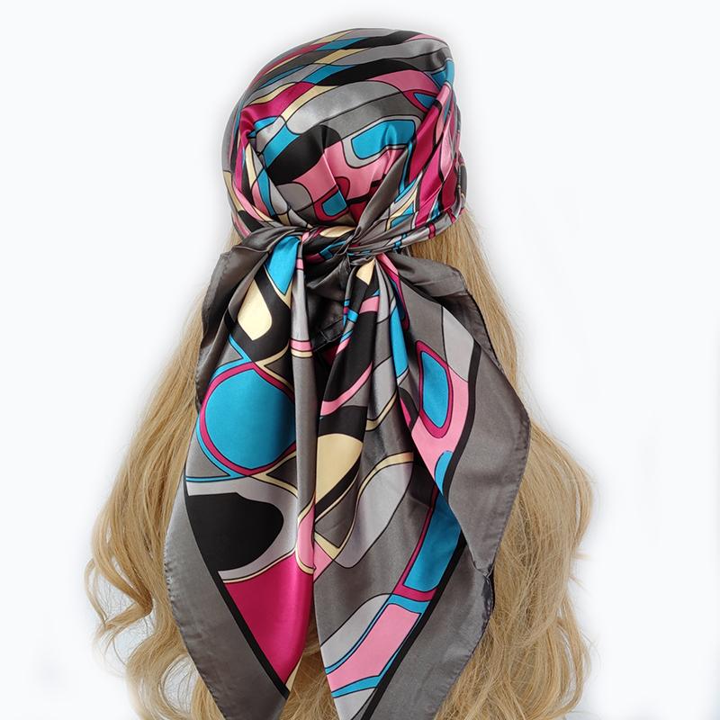 Silk Scarves Women Luxury Brand Summer Fashion Designer Head/Hair Scarf 90*90cm Hijab Bandana Cheveux Foulard Femme 90X90CM