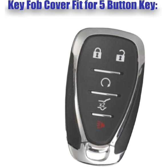 Silicone Key Fob Cover, Remote Key Protector Fit for Chevy Equinox Traverse Blazer Malibu Traiblazer Cruze Sonic 2016-, 5 Buttons Keyless Remote
