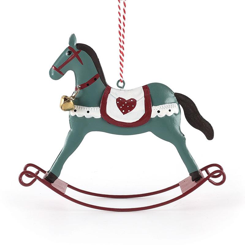 Vintage Iron Christmas Rocking Horse Ornament Creative Desktop Decorative Hanging Pendant Festive Holiday Home Crafts