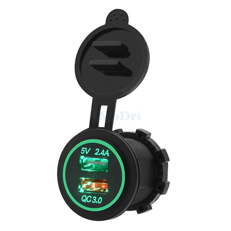 LMoDri New Motorcycle RV Super Fast Charge QC 3.0 Dual USB Auto ATV Phone Charger Waterproof Boat Yacht Tablet GPS Quick