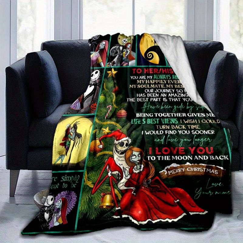 1pc. Personalized Nightmare Before Christmas Couple Blanket, Romantic Gift,Home Decor, Perfect Present for Anniversary, Valentine's Day or A