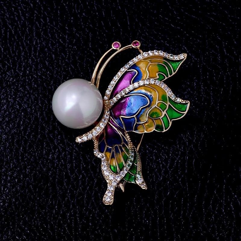 1Pc Trendy Pearl Butterfly Brooch for Women Men Fashion Butterfly Insect Brooches Pins Jewelry Accessories Party Gifts