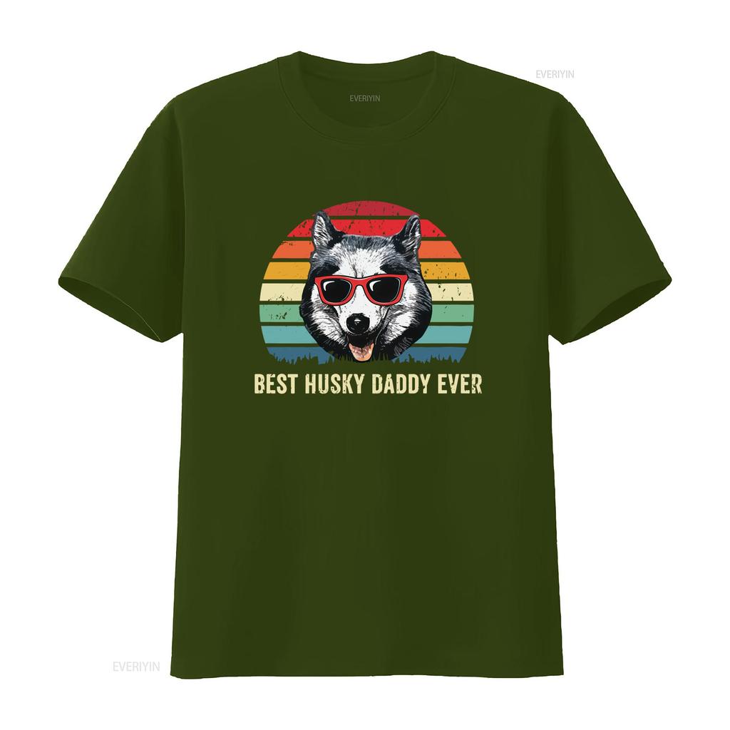 Best Husky Daddy Ever Retro Style T Shirt Siberian Print for Dog Lovers Perfect from Son Daughter vintage Washed Stretched