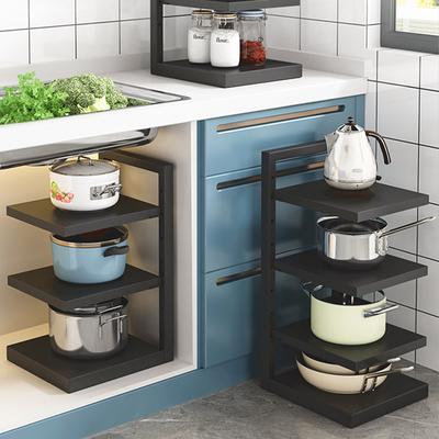 Pots and Pans Organizer Adjustable Layer Height Heavy Duty Pan Organizer 4 Layer Metal Pots Pans Holder for Home Kitchen