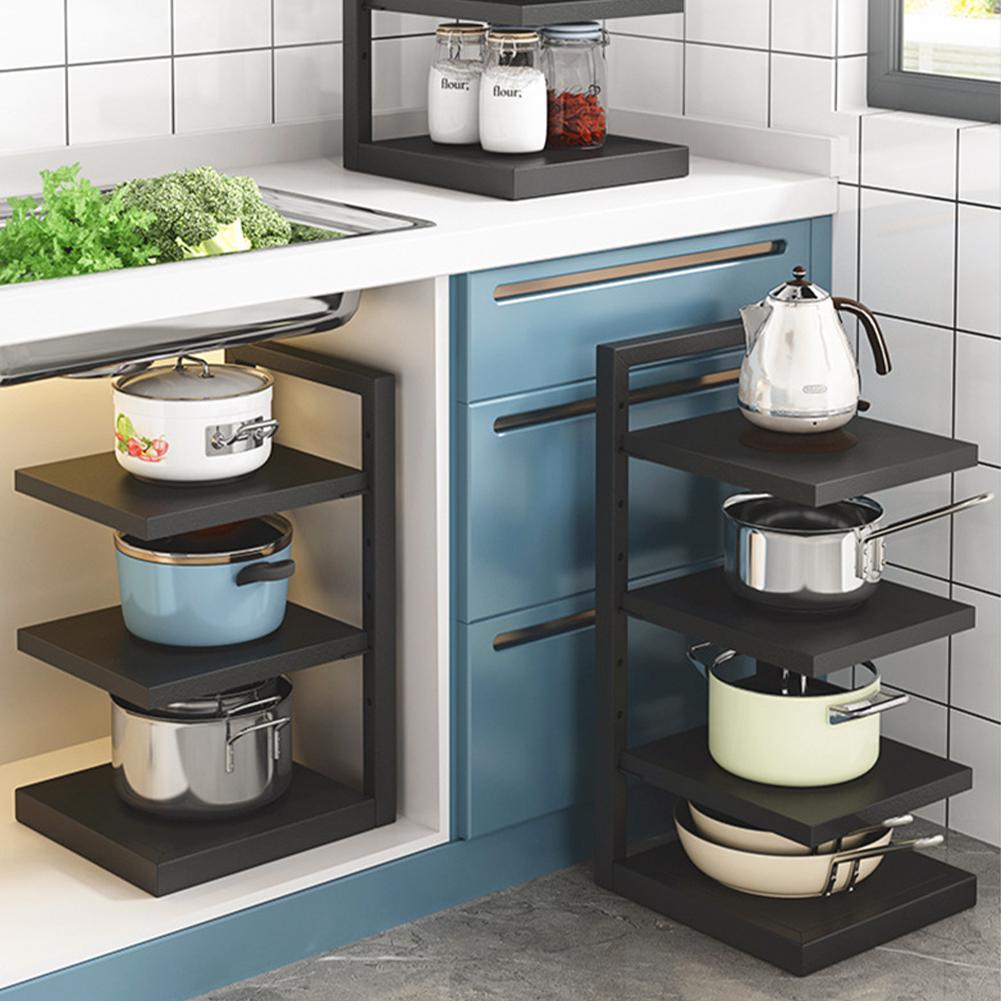 Heavy Duty Pan Organizer Adjustable Layer Height Pots Storage Rack Metal Pots Pans Holder for Dutch Oven Cast-iron Pan China Mainland