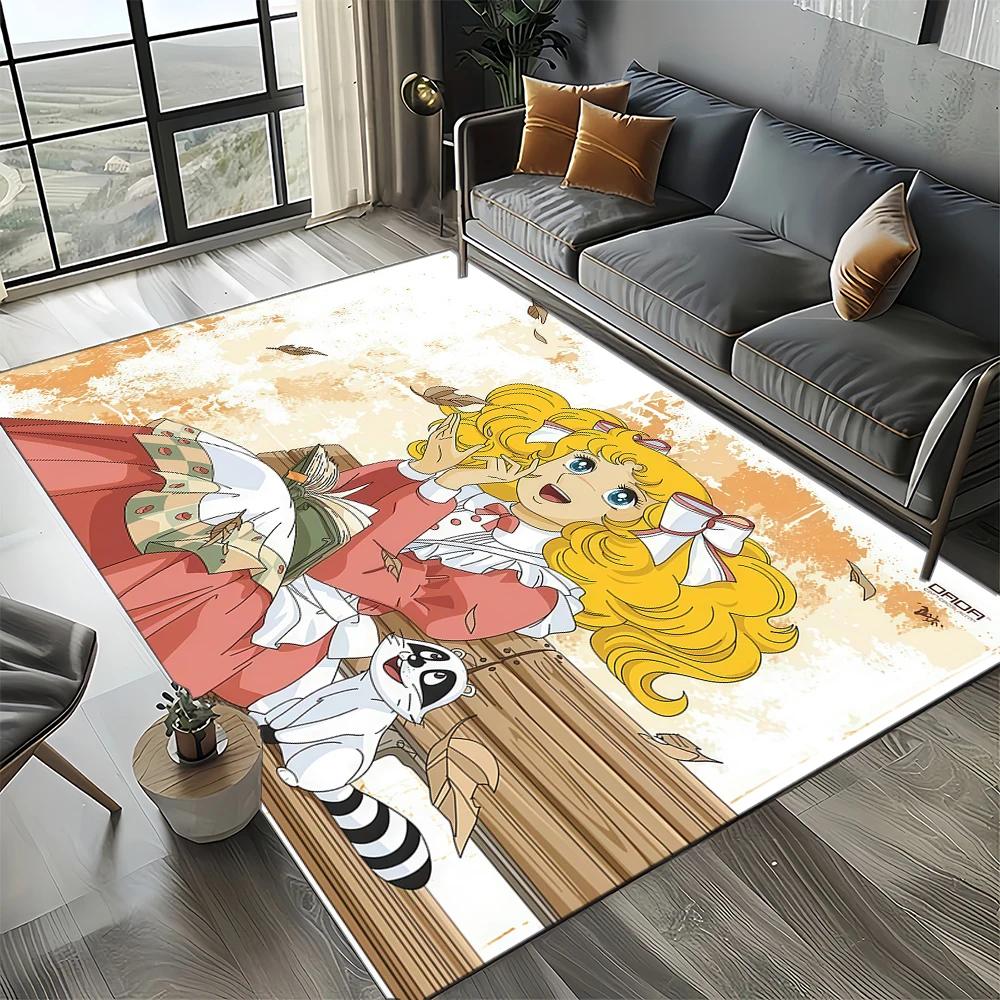 2025 Neuer Stil Süßigkeit Süße Mädchen Cartoon Anime Teppich für Wohnzimmer Schlafzimmer Dekoration, Rutschfeste Dekoration für Sofa Fußmatte Kinder
