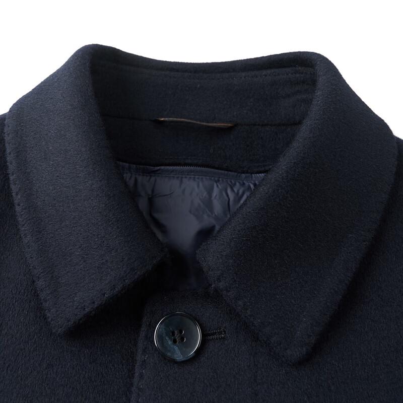 Firstview Men's Wool Blend Lapel Overcoat with 90% Down Lining