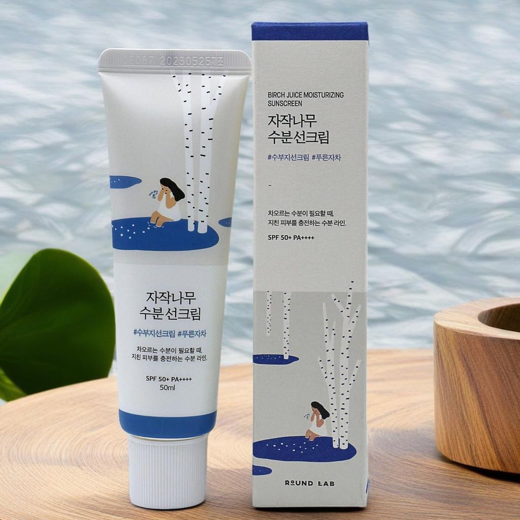 Round Lab Birch Juice Moisturizing Sun Cream SPF50+ PA++++, Non-Greasy, Lightweight, Korean Sunscreen for Face