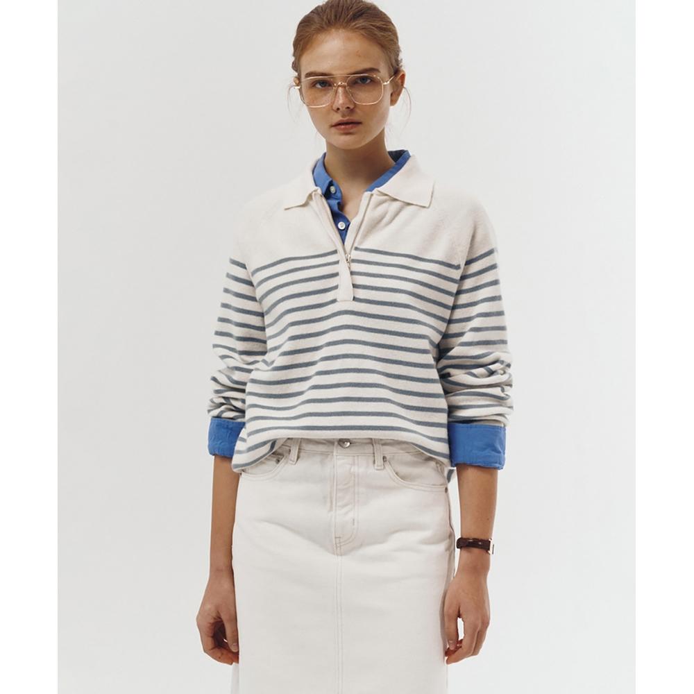 

DUNST FOR WOMEN UNISEX HIDDEN HALF ZIPUP CASHMERE SWEATER OFF WHITEUDSW3A103B2