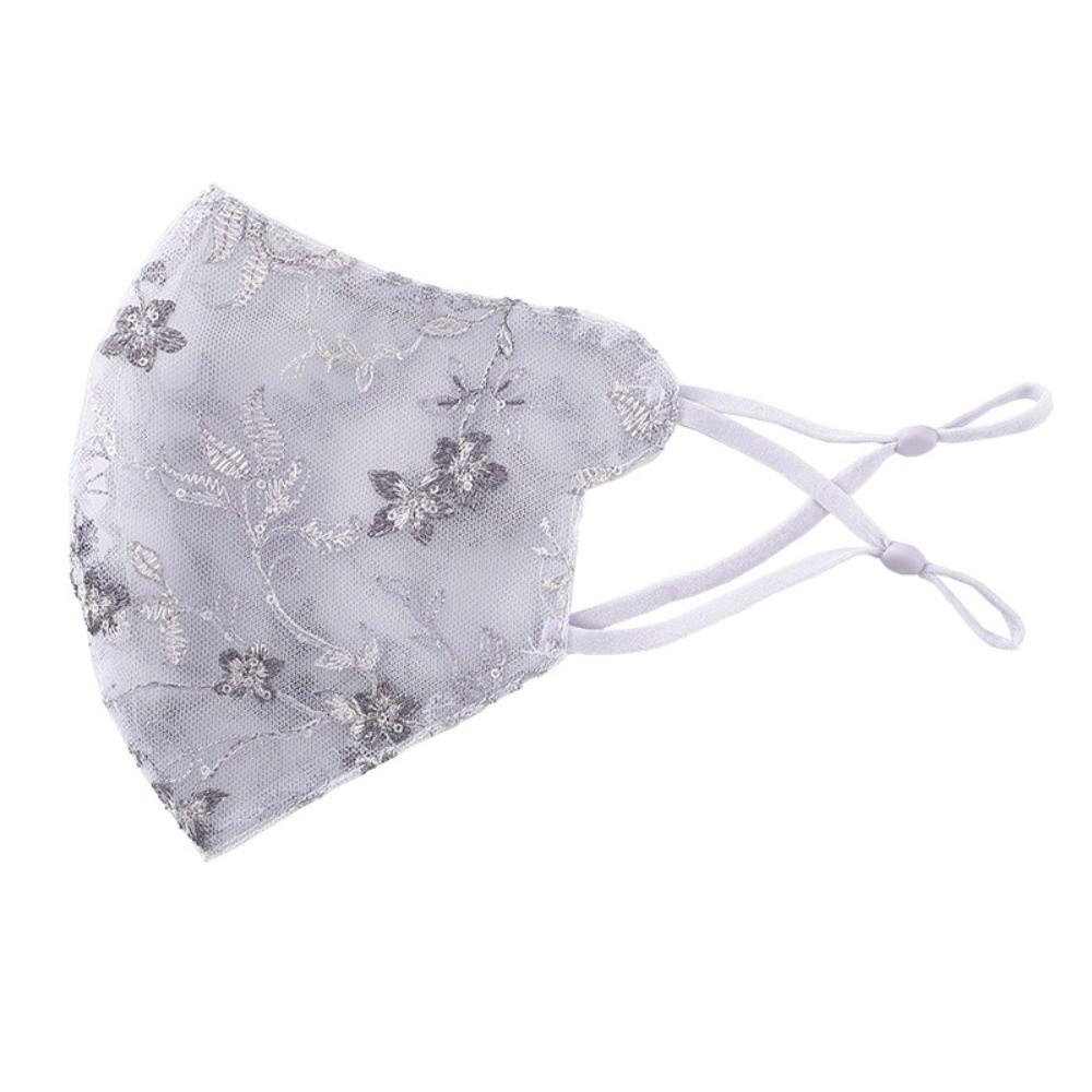 Embroider Flower Summer Lace Mask Breathable Half Face Covering Delicate Sunscreen Face Mask Women