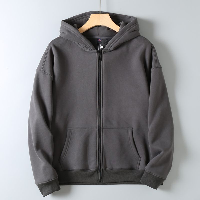 Original Foreign Trade Surplus American-Style Fleece Thickened Hooded Zip-Up Sweatshirt Men's Autumn and Winter Loose Casual Jacket