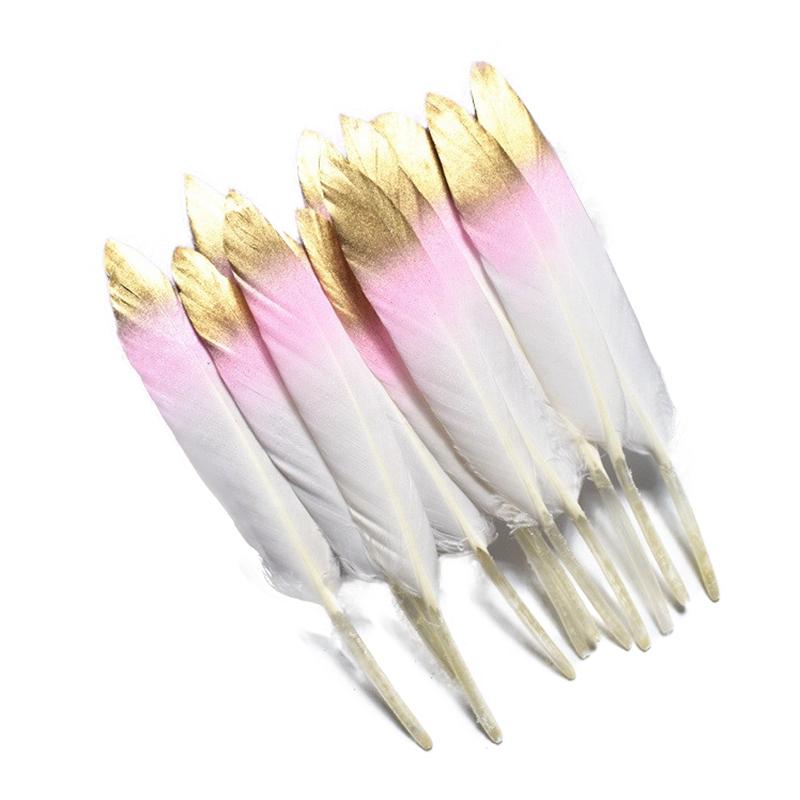 10Pcs/Lot Silver Gold Duck Feathers For Decoration Goose Feather Craft Black White Jewelry Creation Handicraft Accessories Decor