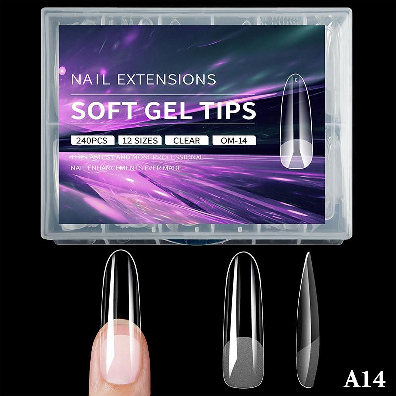 Luxury False Nail Tips Soft Gel Fingertip Semi-matte Capsules Almond French Coffin Full Cover Artificial Fake Nails Extension