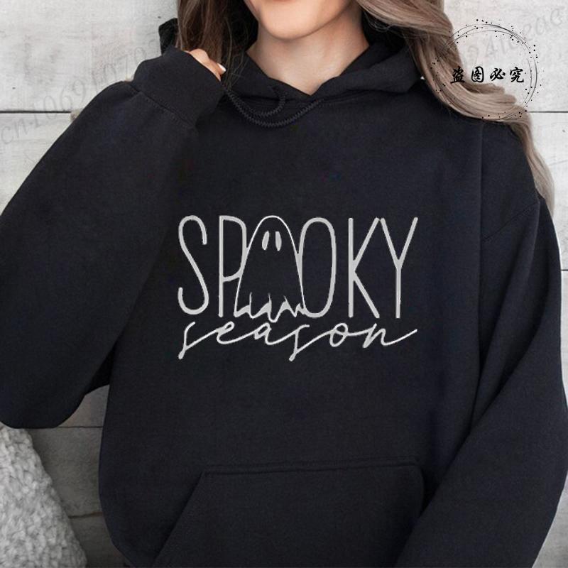 Moletons de Halloween da Temporada Assustadora para Mulheres Moletons Gráficos Assustadores de Festa de Fantasmas de Halloween Engraçados Pulôveres de Outono Moletons Tops