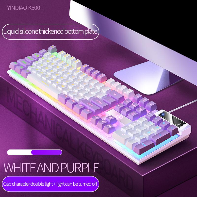 K500 Rosa Tastatur Gemischte Farbe Weiß Rosa Tastenkappen 104 Tasten Kabelgebundene Gaming-Tastatur für Laptop PC