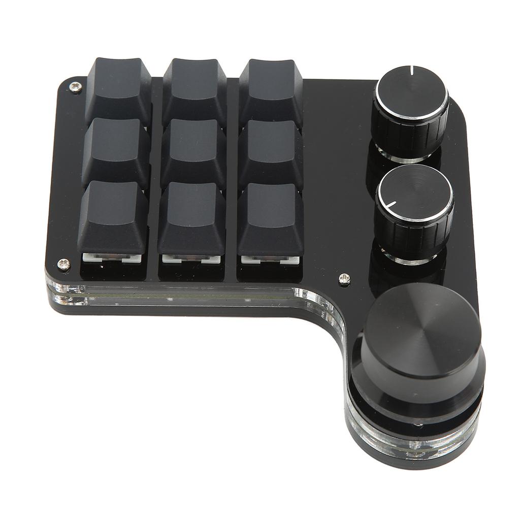 Mini Gaming Keypad 3 Knobs RGB Backlit Blue Switch Programmable 9 Key Keypad for Music Office Media