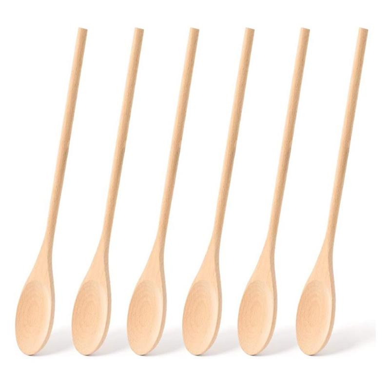 Good-6PCS Wooden Spoons For Cooking, 12Inch Long Handle Spoons For Mixing,Stirring Food, Large Wooden Cooking Utensils