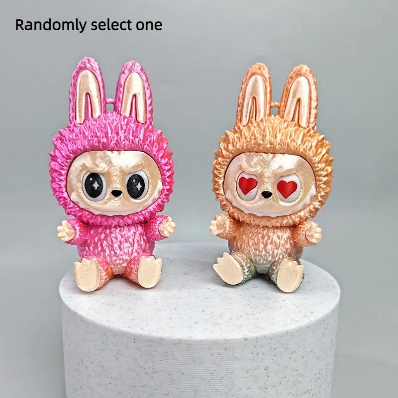 1 Piece Cute Surrounding Characters Gifts 3D Printing Trendy Play Labubu Ornament Cartoon Doll Desktop Decoration