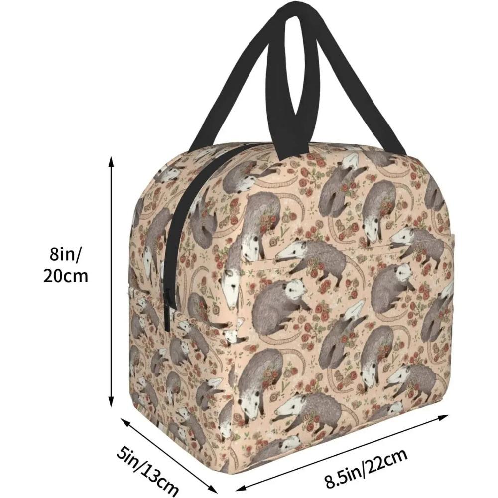 Opossum and Roses Lunch Tote Bag for Women Fashionable Gifts Collapsible Simple Modern DIY Bag Large
