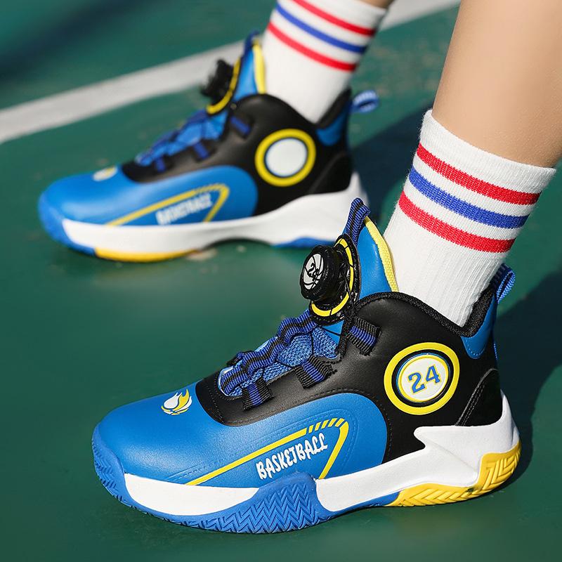 Autumn Winter Children's Basketball Shoes Knob Comfort Leather Basketball Sneakers Kids Non-slip Sports Shoes For Boys Trainers