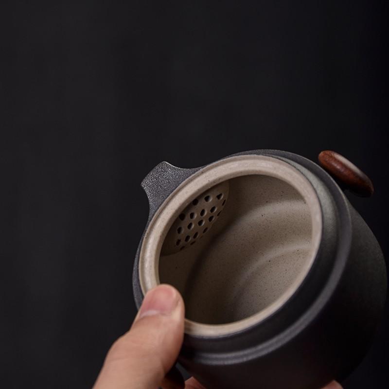 Black Ceramic Quick Tea Cup One Pot Two Cups Ceramic Kung Fu Tea Set Portable Bag