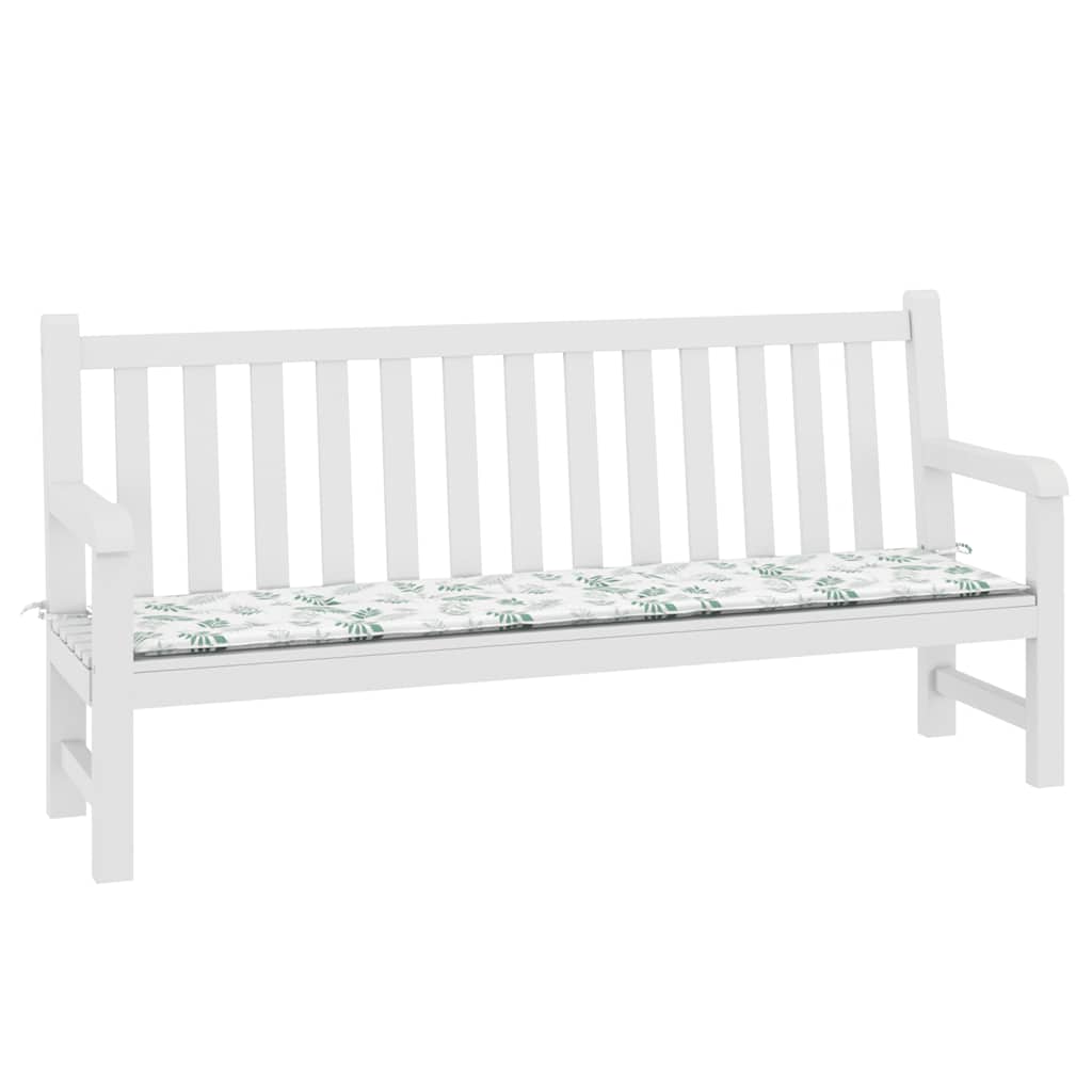 Garden Bench Cushion Leaf Pattern 200 x 50 x 4 cm Fabric