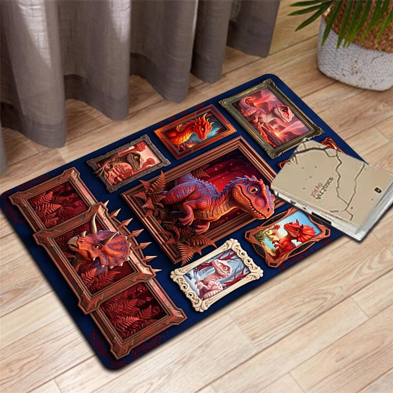 Dinosaur Portraits Pattern Rug Floor Mat for Living Room or Bedroom Soft and Comfortable Carpet a Gift for Birthday and Holiday.