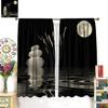 Garden Zen Stone Blackout Curtains   Asian Japanese Spa Moon Black Zen Stone Theme Window Drapes   for Bedroom Living Room 42" W X