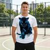 Neon Blue Panther 3D All Over Print Men's Crew Neck T-Shirt