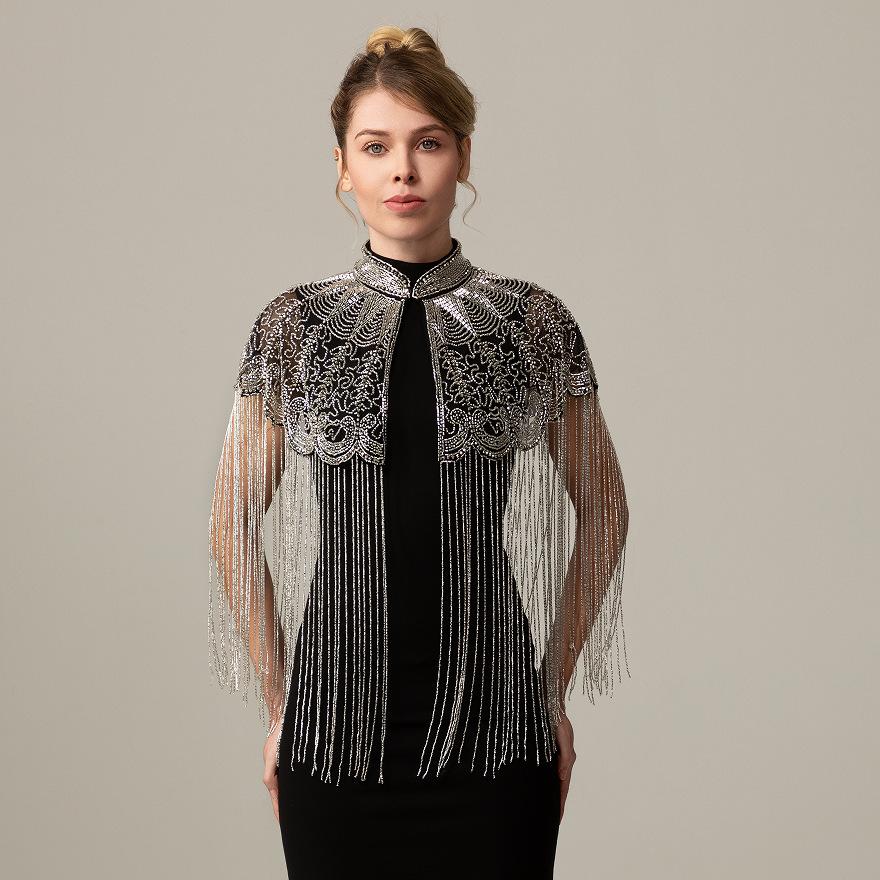 Indian Heavy Industry Beaded Shawl High-end Ball Party Handmade Beaded Long Fringed Versatile Evening Dress Cape