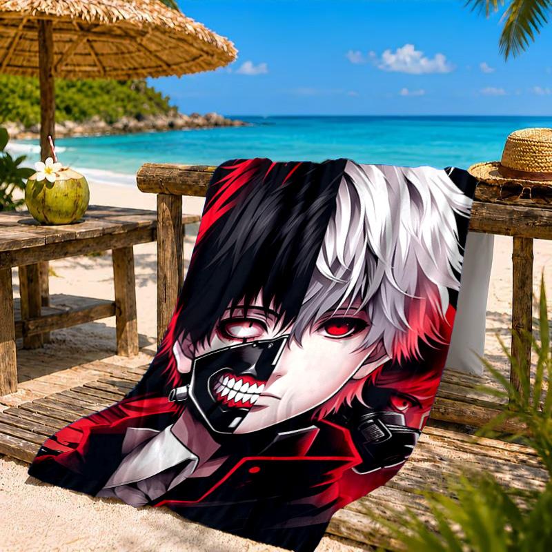 Tokyo Ghoul Kaneki's Struggle Beach Towel, Quick-drying, Easy to Care for, Suitable for Both Fitness and Beach Vacations,Sports Essential