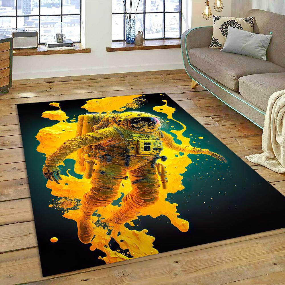 Weltraum Astronaut Universum Raumfahrer Cartoon Teppich Teppich für Zuhause Wohnzimmer Schlafzimmer Sofa Fußmatte Dekor, Kinderbereich Teppich Rutschfest
