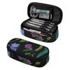 Pen Case Portable Wear Resistant Polyester Zipper Closure with Mesh Pocket Removable Divider and Pen Slots for School and Study
