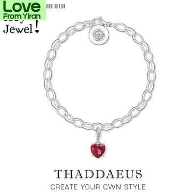 Red Heart Link Chain Charm Bracelets , Romantic 925 Sterling Sliver Women Gift Europe Style Jewelry Fashion Accessorie Club