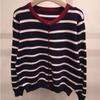 Shop   Women S verSatile Round Neck Striped Knit Cardigan Navy 21dS Wcd260093