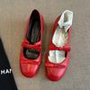 Sheepskin Temperament Double Bow Polished High Heels Retro Light Mouth Versatile Leather Shoes Mary Jane Shoes Women's Single Shoes