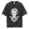 Plus Size Cotton Men Streetwear Cotton Unisex Oversized Tops Tees Anime Print Vintage Washed Tshirt Summer Short Sleeve T Shirt